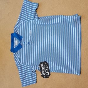 Columbia XL Polo Shirt Striped Short Sleeve Light Blue Royal Blue